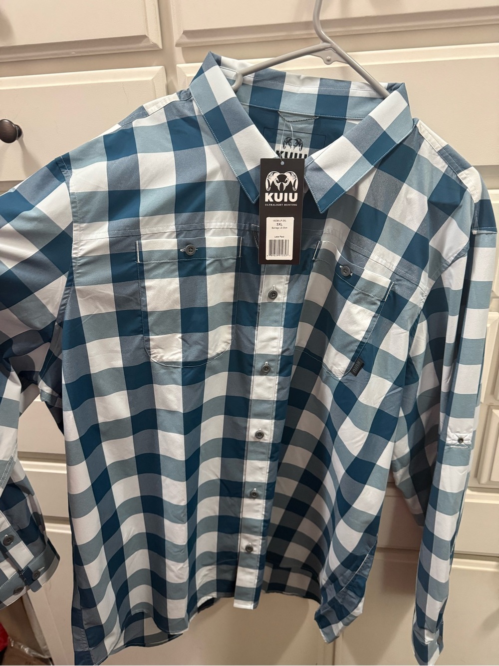 KUIU Blue & White Buffalo Check Casual Button-Down Shirt